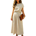 Zontroldy Women'S Summer 2 Piece Outfits Striped Skirt Sets Cap Sleeve Crop Top Midi Dress Matching Travel Outfits