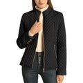 Bellivera Women'S Fleece-Lined Diamond Quilted Puffer Jacket Winter Coat | Stand Collar Casual Padded Outerwear With Soft Thermal Lining, Zipper Front, And Classic Stitched Surface