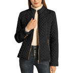 Bellivera Women'S Fleece-Lined Diamond Quilted Puffer Jacket Winter Coat | Stand Collar Casual Padded Outerwear With Soft Thermal Lining, Zipper Front, And Classic Stitched Surface