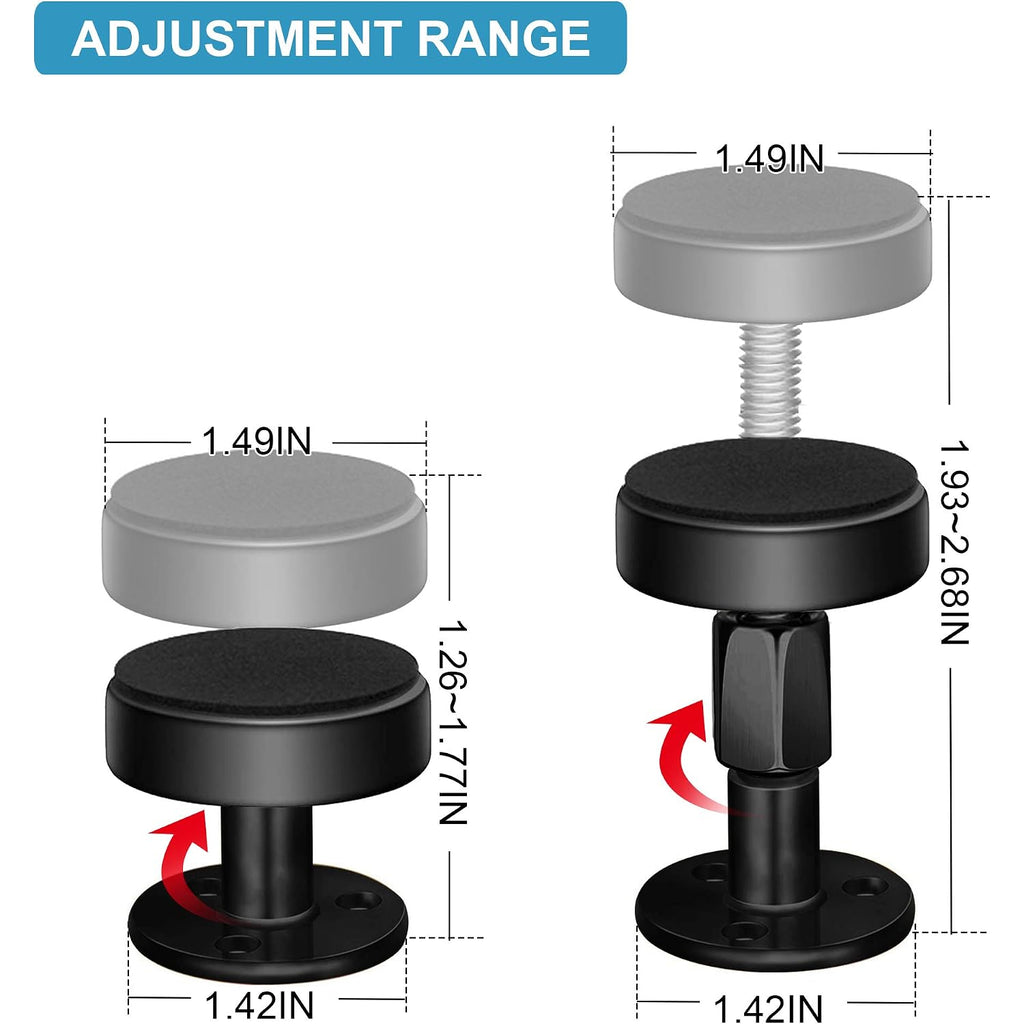 Krisler Adjustable Threaded Bed Frame Anti-Shake Tool, Headboard Stoppers, Bedside Anti Shake Tool For Beds Cabinets Sofas, 4Pcs, 30-68Mm (Black)