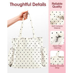 Cute Corduroy Tote Bag For Women - Large Capacity Multi-Pocket Shoulder Bag With Zipper