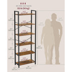 Vasagle 6-Tier Bookshelf, Bookcase With Steel Frame, Book Shelf For Living Room, Home Office, Study, 11.8 X 26 X 73.2 Inches, Industrial Style, Rustic Brown And Ink Black Ulls062B01