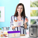Set Of 2 Reusable Ice Cream Tub Containers 1.6 Quart Ea. - Perfect For Homemade Sorbet, Frozen Yogurt Or Gelato - Stackable Storage Containers, Stickers And Lids Stores Easily In Freezer
