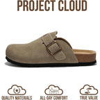 Project Cloud 100% Genuine Leather Footbed Clogs For Women - Memory Foam Arch Support Slippers For Women - Trendy Slip-Ons Women'S Mules & Clogs Sandals