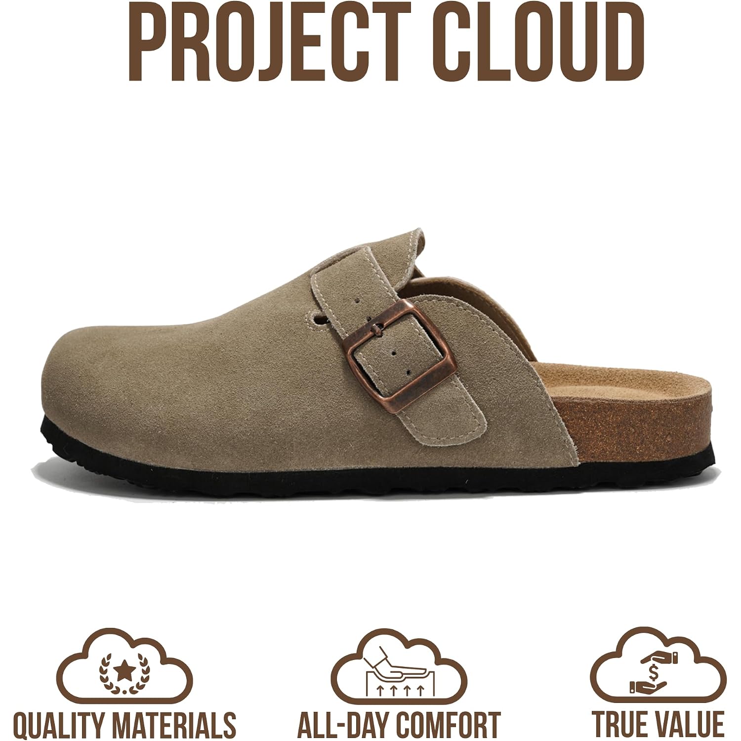 Project Cloud 100% Genuine Leather Footbed Clogs For Women - Memory Foam Arch Support Slippers For Women - Trendy Slip-Ons Women'S Mules & Clogs Sandals