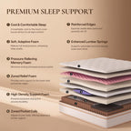 Queen Size Mattress 14 Inches, Medium Firm Hybrid With Memory Foam & Individually Wrapped Coils, Certipur-Us Certified, Fiberglass-Free Design
