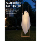 Halloween Decorations Outdoor 3.7Ft Pre-Assembled Hanging Swing Ghost With Remote Lights Spooky Hanging Ghosts For Porch Yard Tree Party
