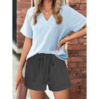 Womens Shorts Drawstring Dressy Casual Elastic Waist Trendy Summer Athletic Comfy Ladies Cotton Shorts with Pockets