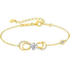 Seelove Moissanite Infinity Heart Bracelets for Women,Mothers Day Gift,925 Sterling Silver,18K Gold Plated,Adjustable Anniversary Birthday Fine Jewelry Gifts for Wife