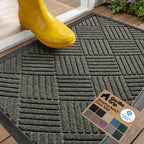 Gorilla Grip 100% Waterproof All-Season Weathermax Doormat Us Designed Natural Rubber, Stain Fade Resistant, Low Profile Indoor Outdoor Door Mats, Easy Clean, 29X17 Gray Diamond