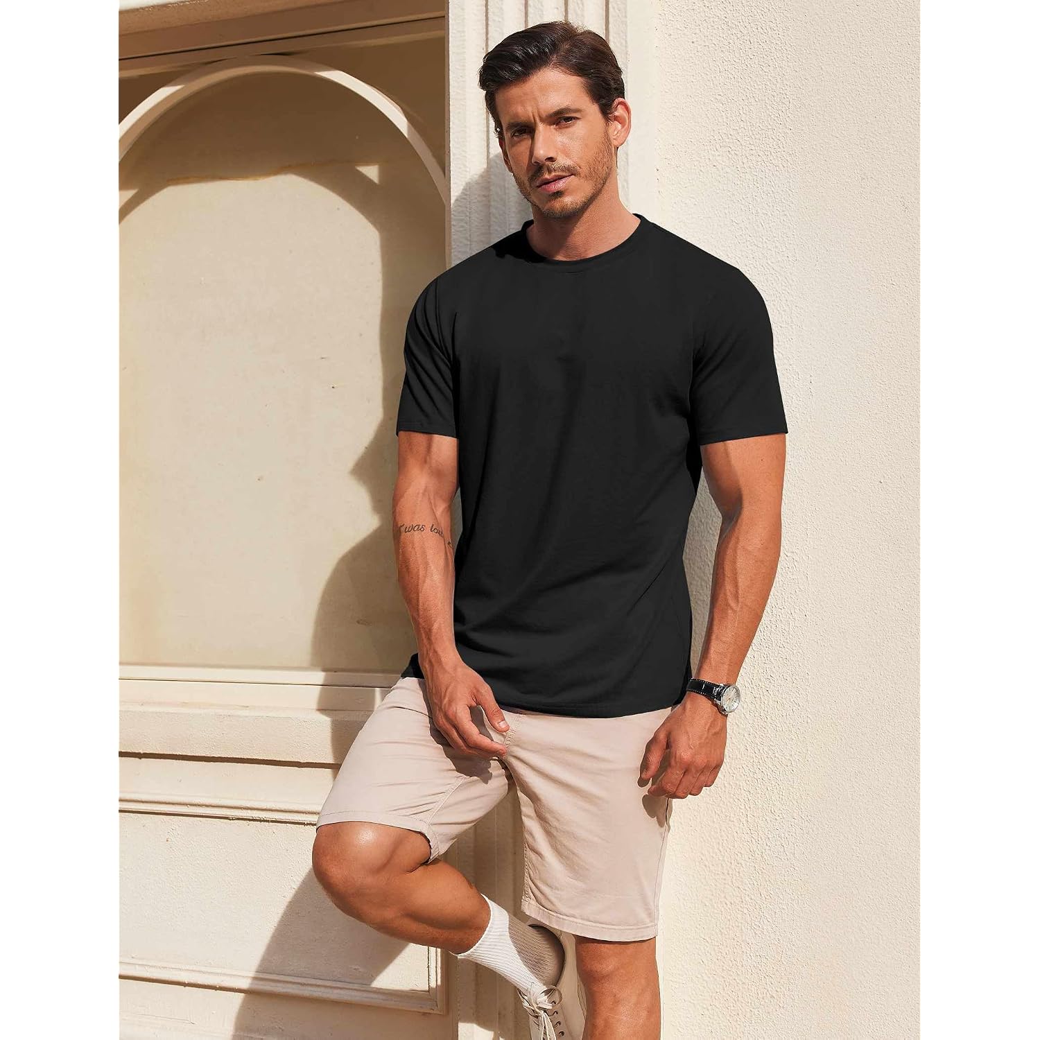 Coofandy Men'S T Shirt Short Sleeve Cotton Blend T-Shirts Crew Neck Casual Summer Basic Tee Shirts