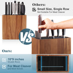 Xxl Acacia Wood Knife Holder – Large Universal Knife Block With Blade-Protecting Slots, Holds 26+ Knives, Scissors, And Sharpening Rods, Space-Saving Kitchen Storage Organizer