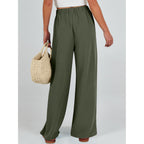 Wide Leg Palazzo Pants for Women Summer High Waist Flowy Loose Casual Lounge Trousers Beach Travel Vacation Clothes