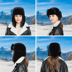 Peicees Winter Hats for Men Womens Fur Hats Russian Ushanka Trapper Hat with Ear Flaps Warmer for Adult