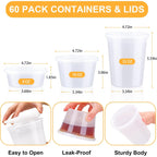 60 Sets Deli Containers With Lids, 32/16/8 Oz X 20 Set Each, Leak-Proof & Bpa Free Airtight Stackable Takeout Plastic Food Storage Containers, Freezer/Microwave/Dishwasher Safe