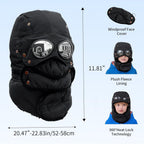 Winter Thermal Hat with Glasses, Trapper Hat for Men with Mask Pilot Face Ski Goggles Built in, Adjustable and Glasses