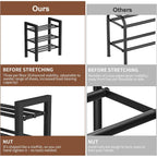 Upgraded 3-Tier Expandable Shoe Rack, Adjustable Shoe Shelf Storage Organizer Heavy Duty Metal Free Standing Shoe Rack For Entryway Closet Doorway (Black)