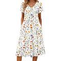 Zeagoo Womens Casual Summer Dress 2026 Short Sleeve Dresses Pleats Midi A Line Flowy Dress Boho Beach Sundress With Pockets