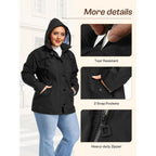 Saphirose Women'S Plus Size Rain Jacket Waterproof Rain Coat | Raincoat, Windbreaker, Lightweight, With Hood, Lining, Drawstring Waist, Snap Pockets, Daily Wear, Hiking, Outdoor, Travel