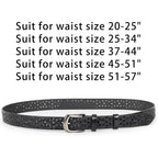 Womens-Hollow Flower Genuine-Leather-Belts - 1.2" Wide Plus Size Soft Leather Belt for Jeans Dresses Pants