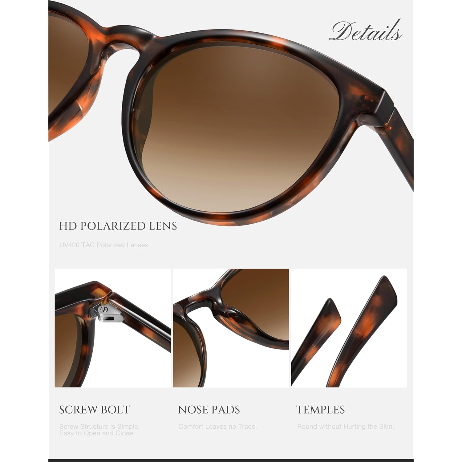 Classic Round Polarized Sunglasses for Women Retro Shades Trendy Vintage Sun Glasses FZN825