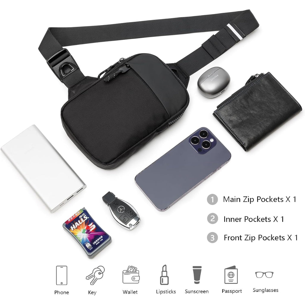 Mini Sling Bag For Men Women, Small Crossbody Casual Utility Chest Phone Bag For Travel Workout