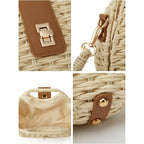 Handmade Straw Woven Bag Beach Clutch Purses Women Vacation Shell Shoulder Crossbody Summer Dumpling Handbag Basket Tote