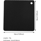 Silicone Trivet Mats,Heat Resistant Pot Holders, Multipurpose Non-Slip Hot Pads for Kitchen Potholders, Hot Dishers, Jar Opener, Spoon Holder, Food Grade Silicone(Black Size Square 7.1''x7.1'')