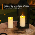 Homemory 6"X3" Outdoor Waterproof Flameless Candles, Led Candles, Battery Operated Candles With Remote And Timers, Electric Fake Plastic Pillar Candles, Ivory White, Set Of 2