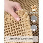 Waffle Bath Mat Rug, Super Absorbent Non Slip Bath Mats Ultra Soft Bathmat Machine Washable Bathroom Rugs With Tassels, Bath Rugs For Bathroom Floor Beside Tub, 17" X 24", Brown