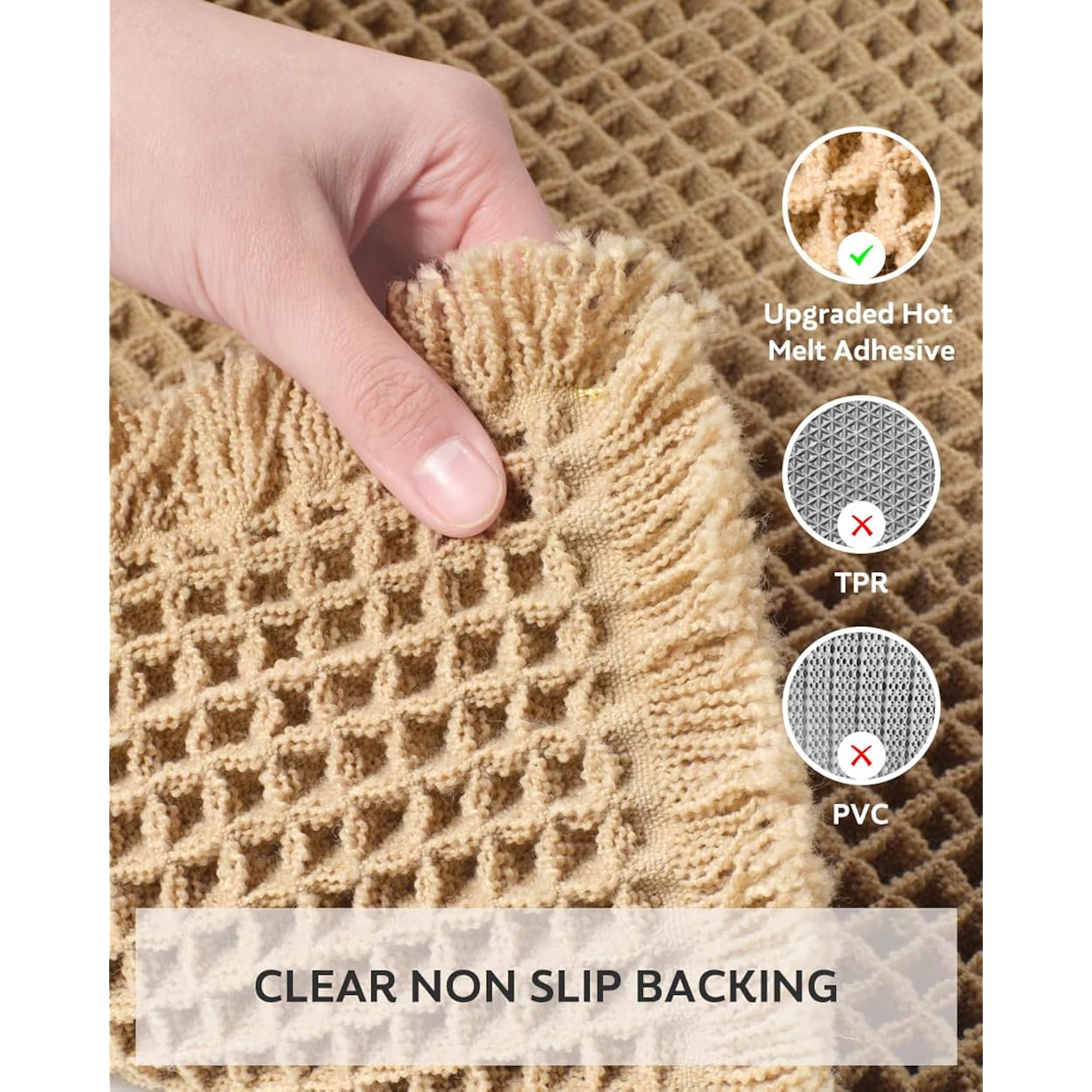 Waffle Bath Mat Rug, Super Absorbent Non Slip Bath Mats Ultra Soft Bathmat Machine Washable Bathroom Rugs With Tassels, Bath Rugs For Bathroom Floor Beside Tub, 17" X 24", Brown