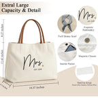 Bride Tote Bag, Embroidered Canvas Wedding Essential Tote, Bridal Shower Engagement Bachelorette Beach Bag