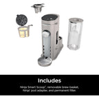 Ninja Pods & Grounds Single-Serve Coffee Maker, K-Cup Pod Compatible, Brews Grounds, Compact Design, 56-oz. Reservoir, 6-oz. Cup to 24-oz. Travel Mug Brew Sizes, Iced Coffee Maker, Stone, PB041ST