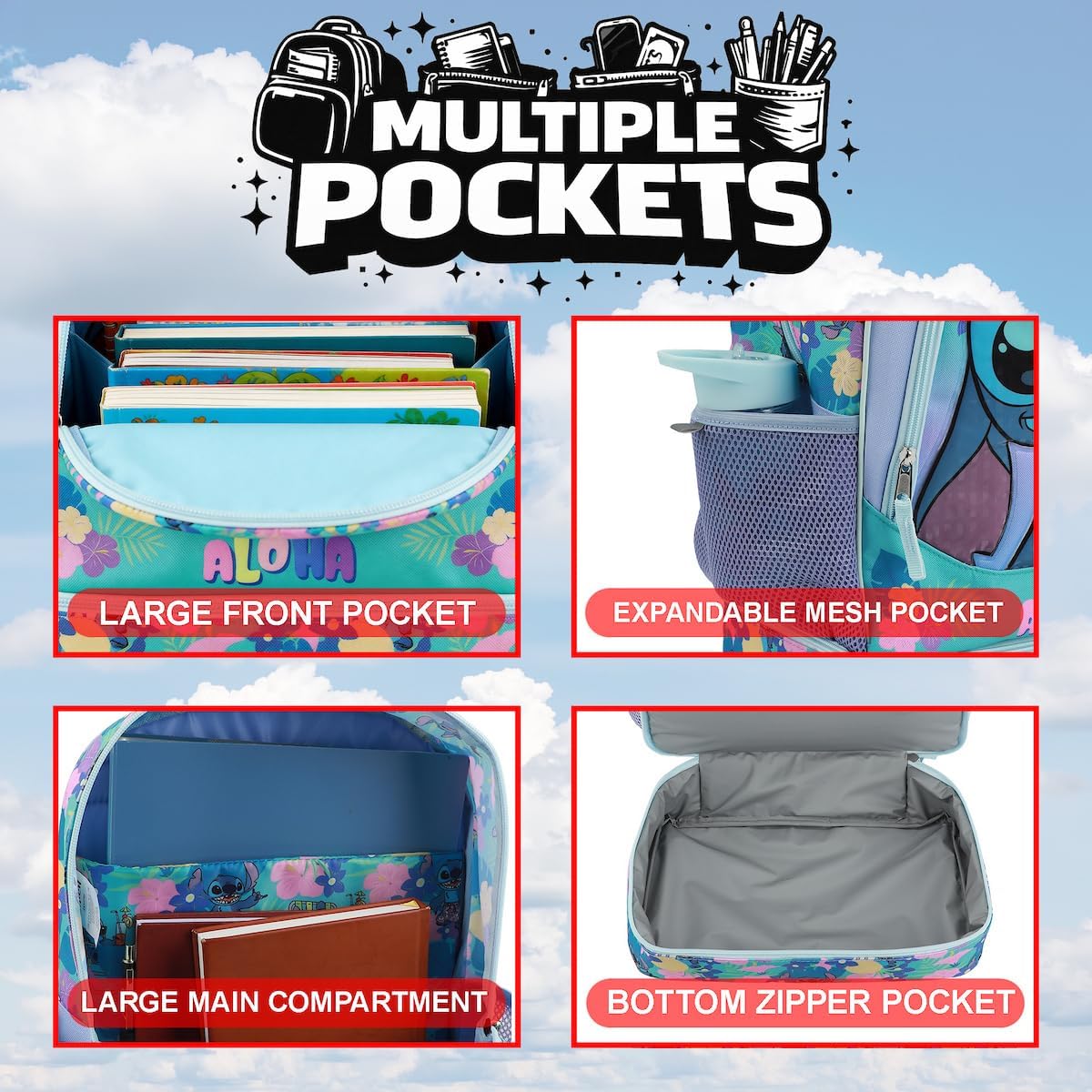 Bioworld Womens Kid Lilo & Stitch Backpack Set (Little Kid/Big Kid) Purple Onesize