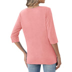 Womens Tops 3/4 Length Sleeve V Neck Loose Casual T Shirts Summer Cloithes 2026