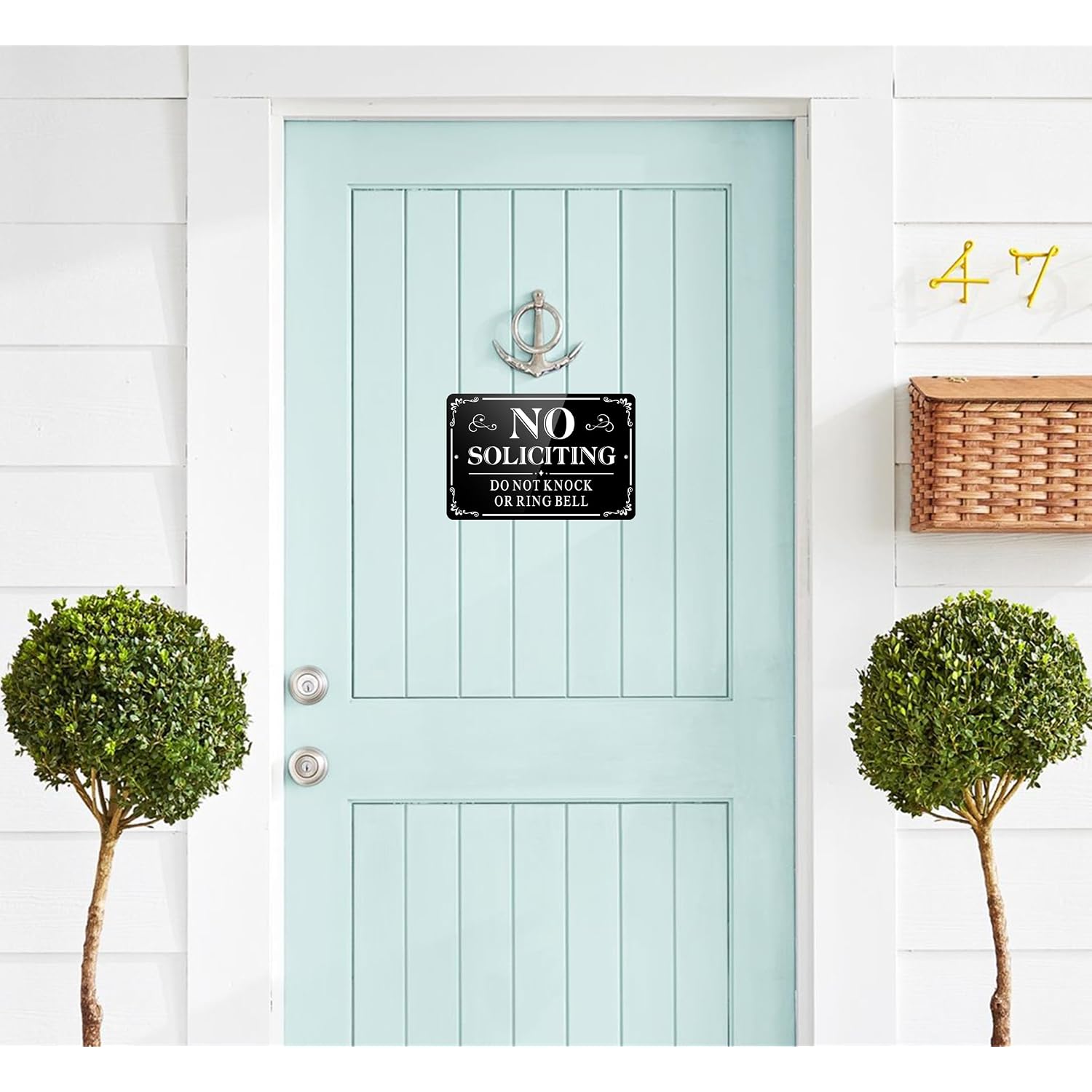 No Soliciting Sign For Front Door, (2 Pack) Self-Adhesive No Soliciting Sign For House, 9 X 6 Inches Aluminum Metal Signs For Yard (Black/White, Large 9 X 6 Inches)