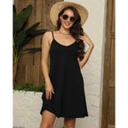 Elescat Womens Summer Dresses Spaghetti Strap V Neck Casual Sleeveless Sundress Beach Cover Ups With Pockets 2026