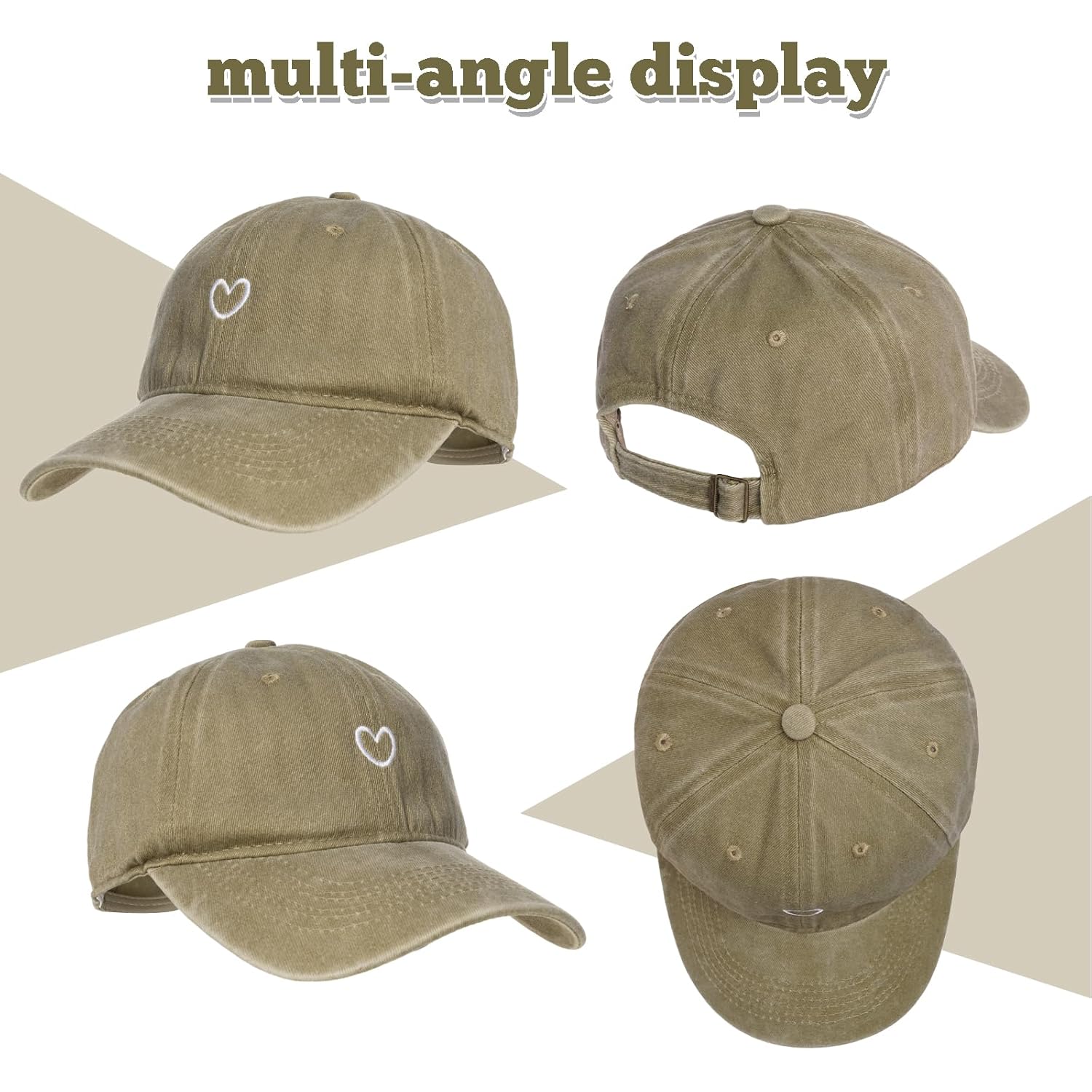 Womens Baseball Cap Cute Heart Embroidered Hat Vintage Sport Visors Adjustable Baseball Caps for Women and Men