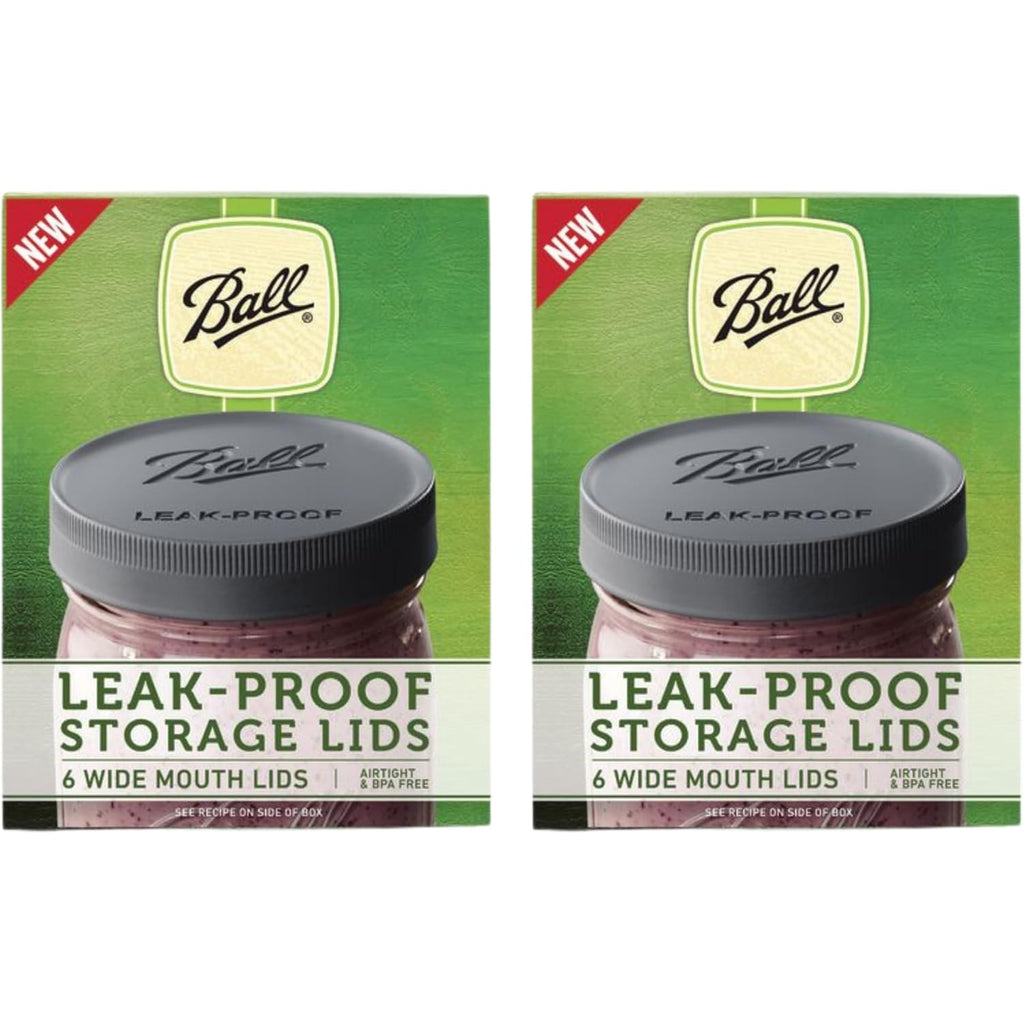 Ball Leak-Proof Plastic Lids for Glass Mason Jars, Used for Canning, Pickling, Juice, Jam, Jelly (Wide, 6 Count (Pack of 2))