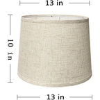Lamp Shade, Beige Drum Lampshades For Table & Floor Lamps, Natural Linen Hand Crafted Replacement Lamp Shades With Harp Holders, 13" Top X 13" Bottom X 10" High (Beige-1Pack)