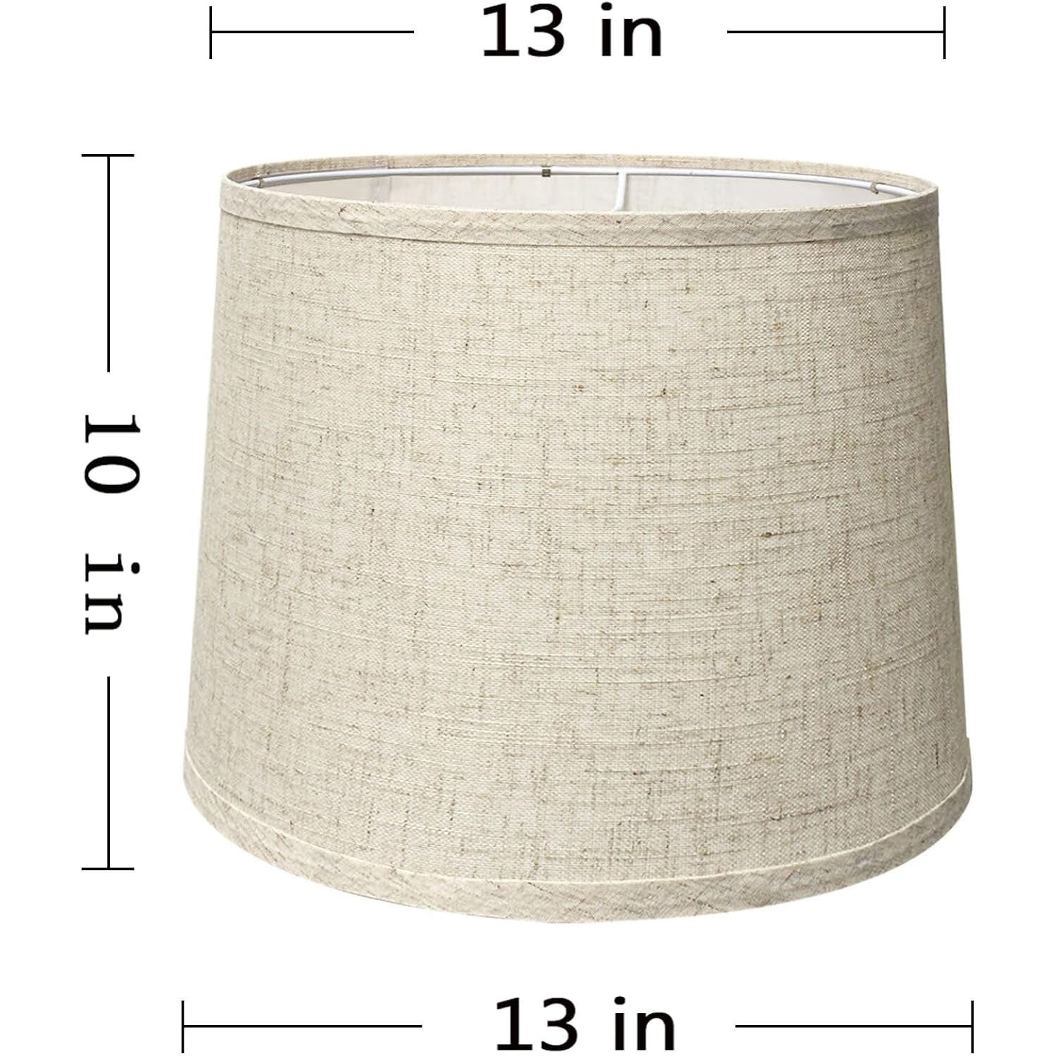 Lamp Shade, Beige Drum Lampshades For Table & Floor Lamps, Natural Linen Hand Crafted Replacement Lamp Shades With Harp Holders, 13" Top X 13" Bottom X 10" High (Beige-1Pack)