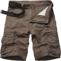 Men'S Cotton Cargo Shorts Relaxed Fit Outdoor Casual Work Shorts With Zipper Pockets No Belt