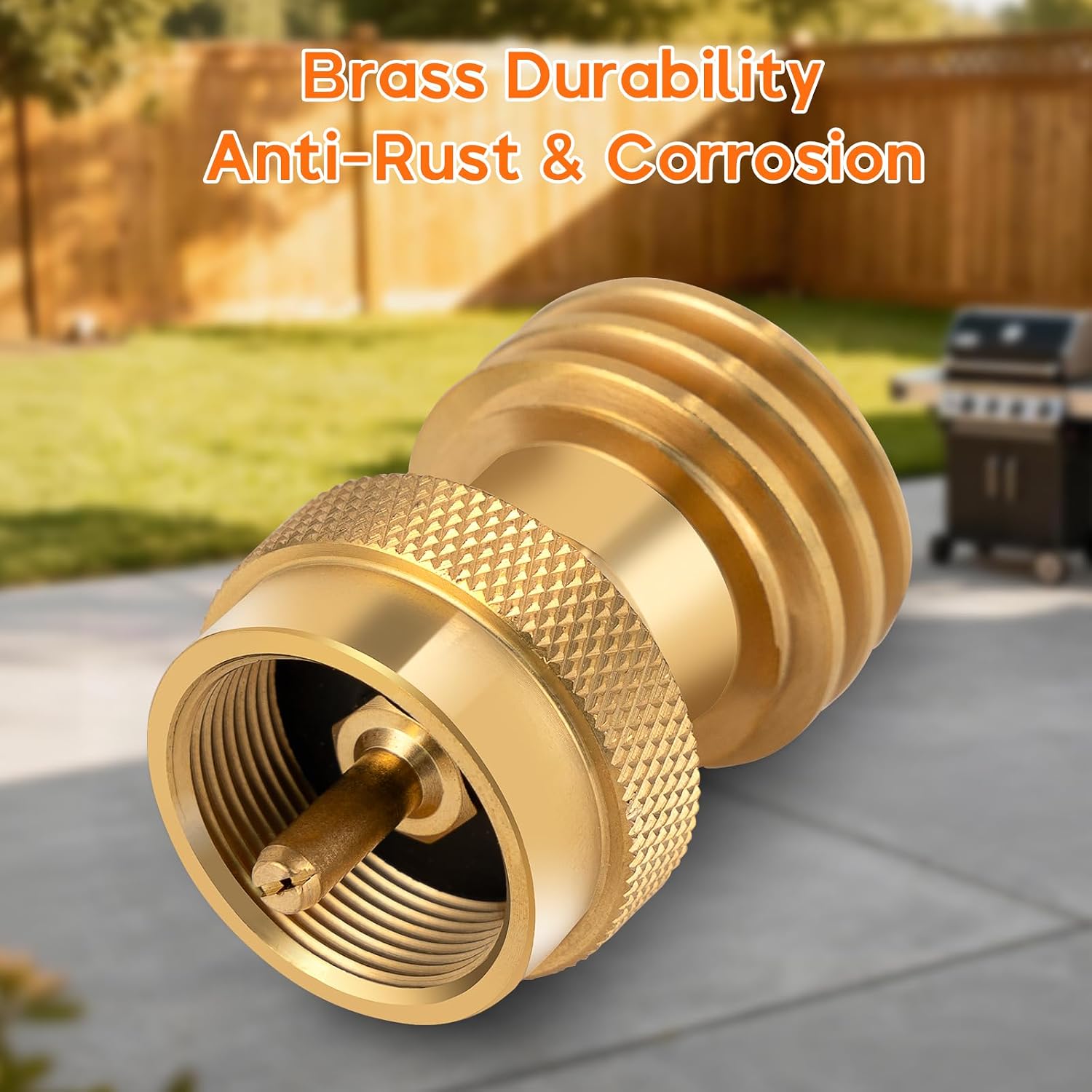 1Lb Propane Tank Adapter, Propane Adapter 20Lb To 1Lb Converter, Universal Qcc-1 & P.O.L. Connections, Solid Brass, Bbq Grills, Camping Stoves, Leak-Proof Outdoor Propane Accessory