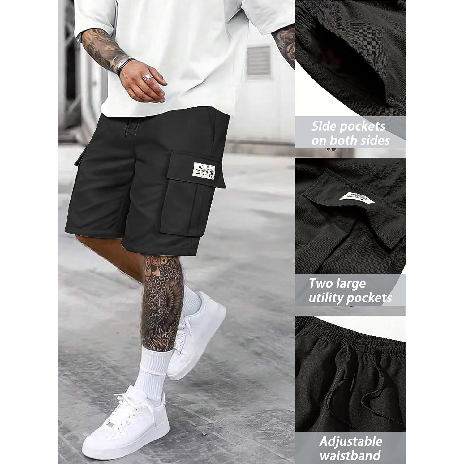 Hidkat Men'S Lightweight Cargo Shorts With Drawstring-Breathable,Comfy Casual Outdoor Shorts For Hiking Gym Workout