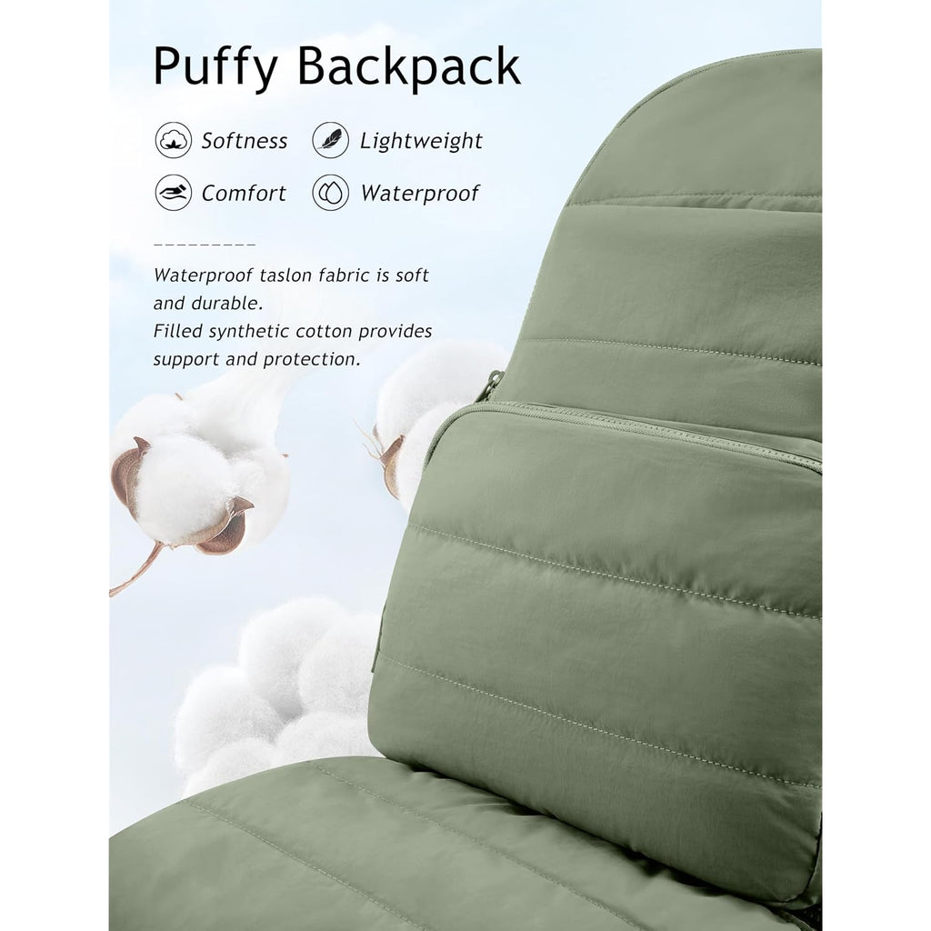 Travel Backpack For Women, 15.6 Inch Laptop Backpack, Quilted College Bookbag, Cute Work Backpacks, Water Resistant (Sage Green)