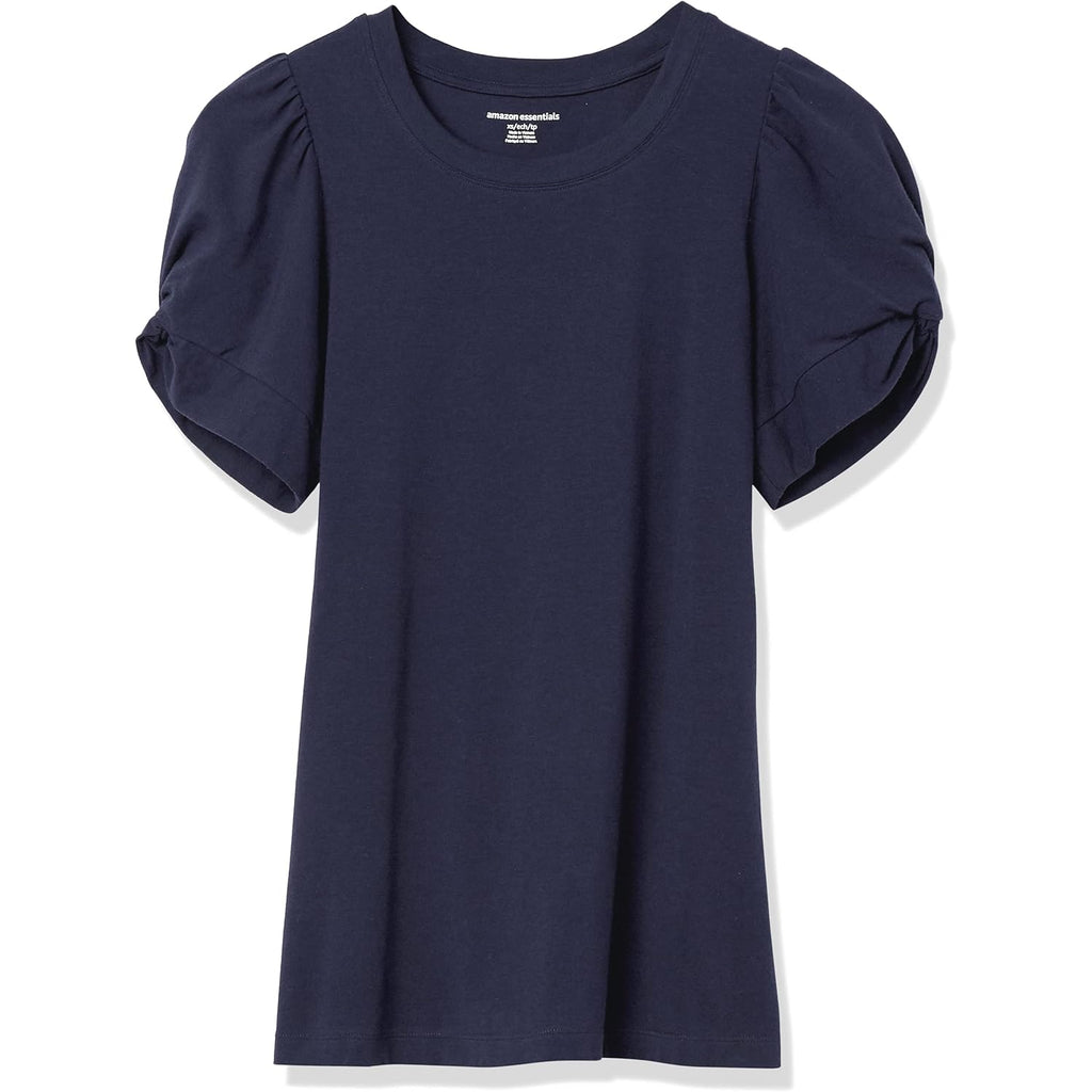 Women's Regular-Fit Twist Puff Sleeve Crewneck T-Shirt