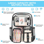 Clear Backpack For School, 17 Inch Heavy Duty Pvc Transparent Bookbag | Reinforced Straps Stitches, Clear Bag For Stadium Events Girls Boys, Large Capacity Backpack For Security College Work Black