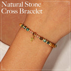 Pavolini Christian Gifts for Women, Mothers Day Gifts for Mom, Cross Bracelet, Christian Gifts, Inspirational Gifts for Women, Natural Stone Beaded Bracelets, Religious Gifts for Woman
