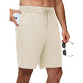 Rdruko Men'S Casual Shorts, 9" Linen Zipper Pocket Shorts Elastic Waist Drawstring Breathable For Summer Vacation Lounge