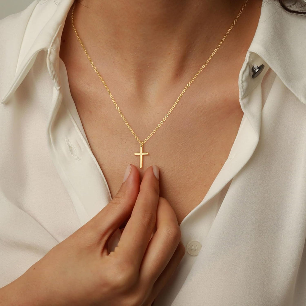 Turandoss Mothers Day Gifts for Mom Daughter Gold Cross Necklace for Women Girls, Dainty 14K Gold Plated Cross Necklace Infinity CZ Holy Mary Medal Necklaces for Women Mothers Day Gifts for Mom